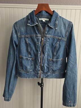 Tommy Hilfiger Women's Blue Denim Zip-Front Jacket